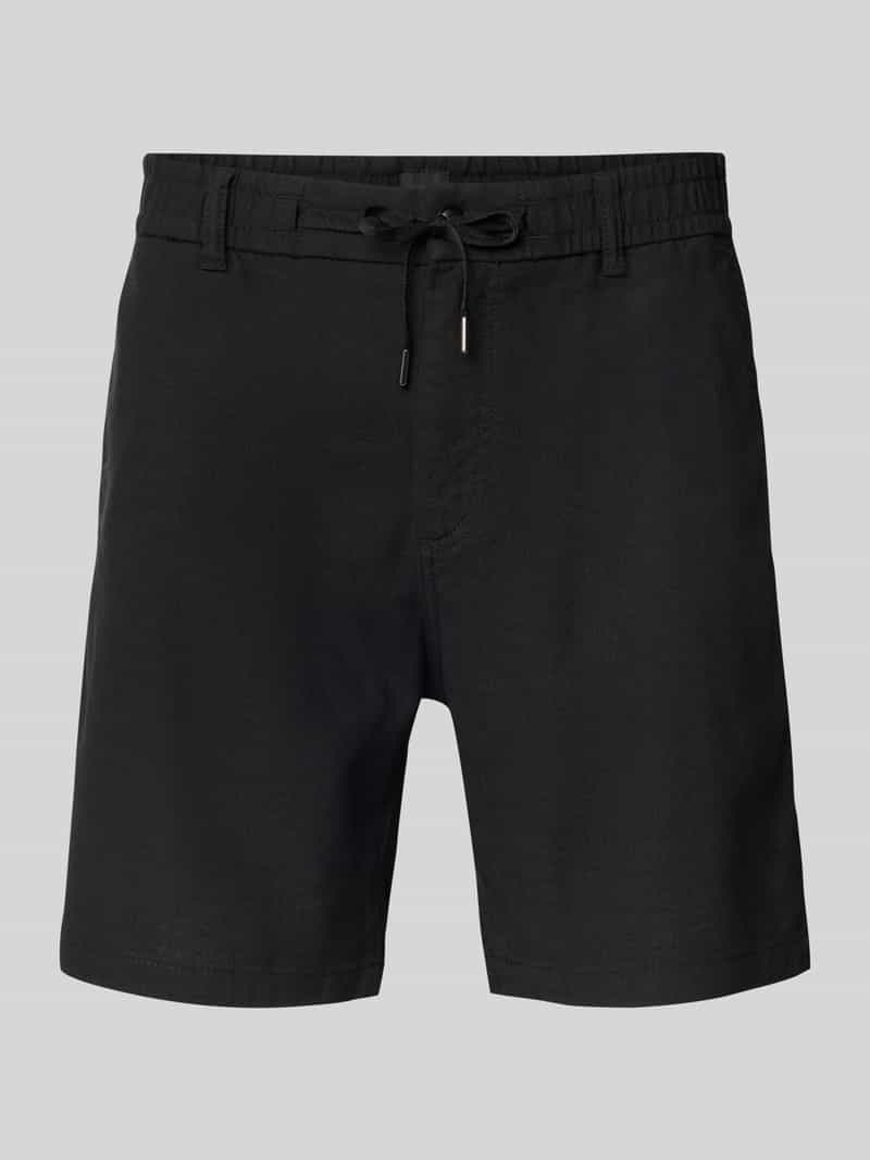 Boss Orange Tapered fit korte linnen broek met elastische band