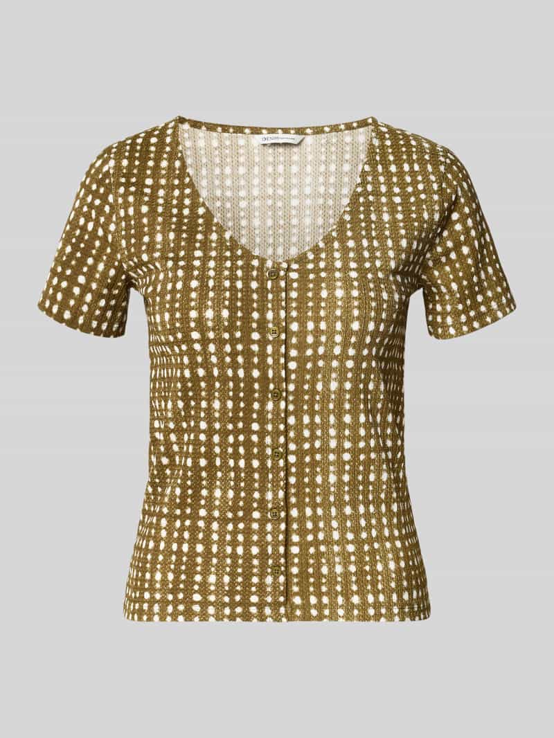 Tom Tailor Denim Slim fit T-shirt met decoratieve knoopsluiting