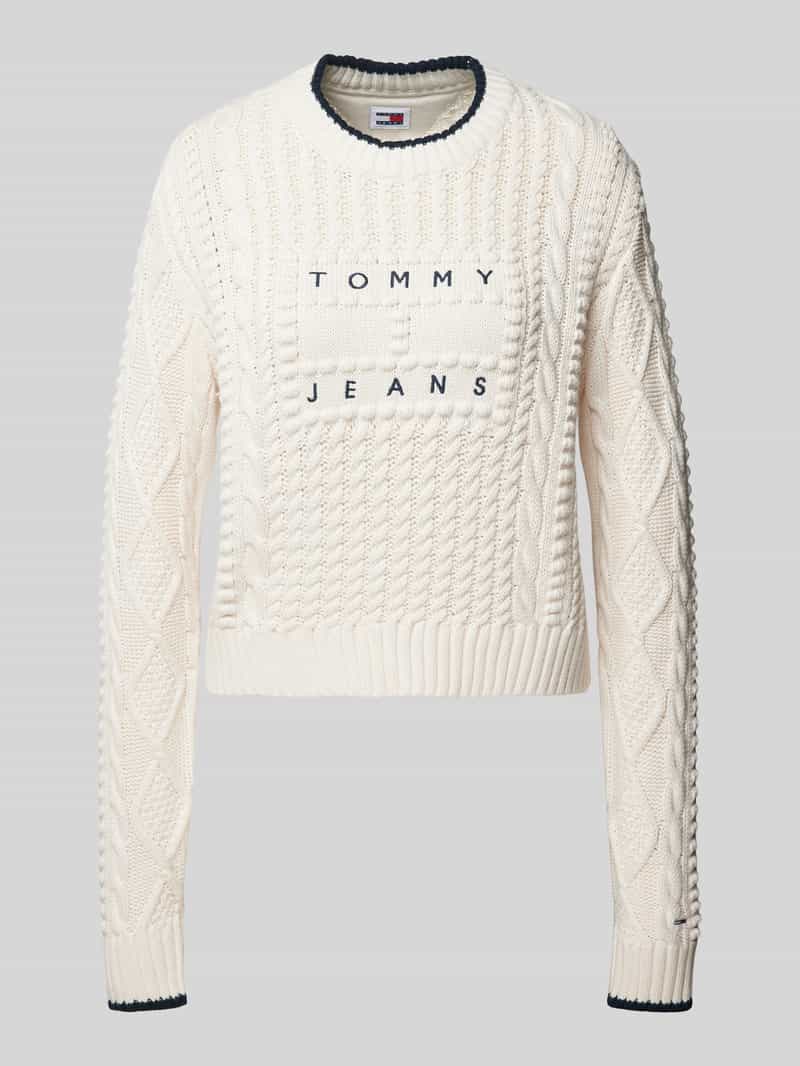 Tommy Jeans Gebreide pullover met kabelpatroon model 'BUBBLE CABLE FLAG'