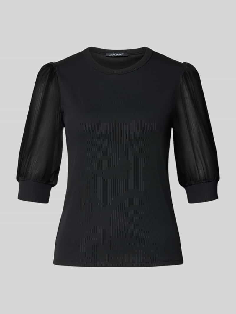 LUISA CERANO T-shirt in riblook met ronde hals