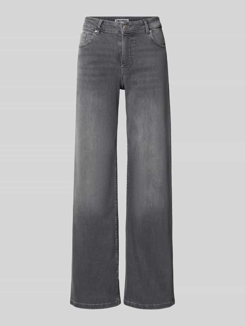 Wide-leg jeans met stretch en middelhoge band