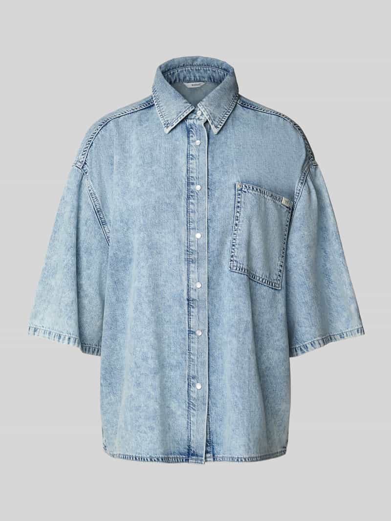 mustang Oversized jeansblouse met lyocell en 1 2-mouwen model 'Ella'