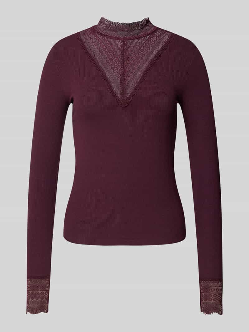 Only Slim fit shirt met lange mouwen en kant model 'TILDE'