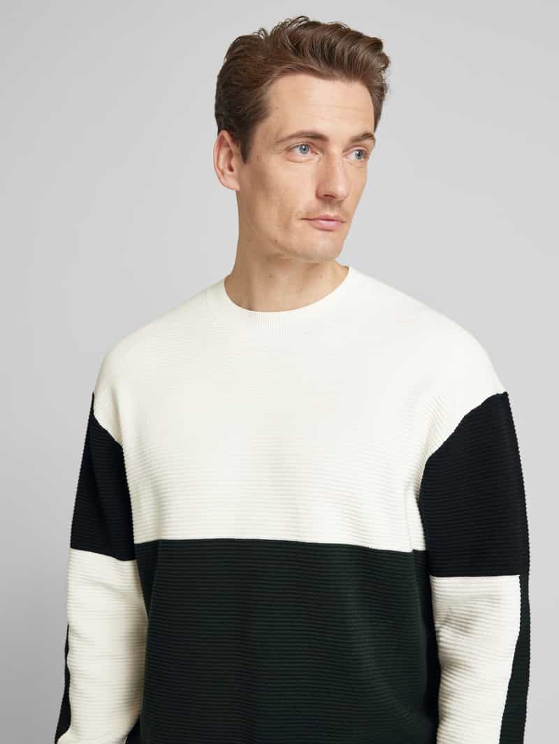 Armani Exchange Oversized gebreide pullover met geribde opstaande kraag