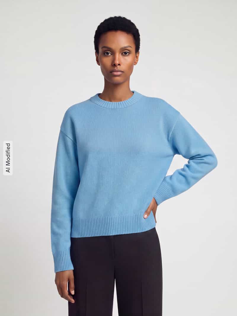 Jake*s Casual Pullover van pure wol met ribboordjes