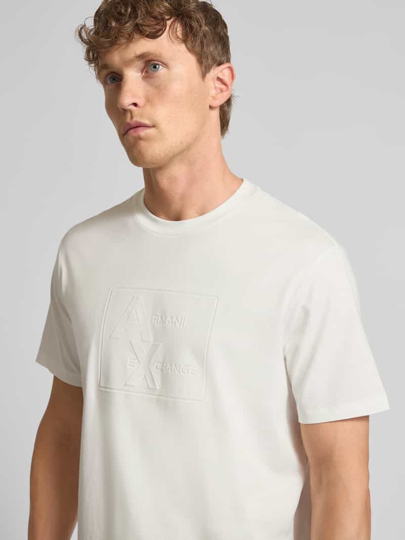 Armani Exchange T-shirt met geribde ronde hals