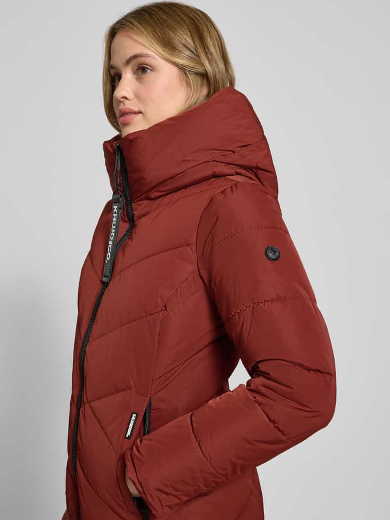 khujo Regular fit gewatteerde lange jas met logoprint model 'Darka'