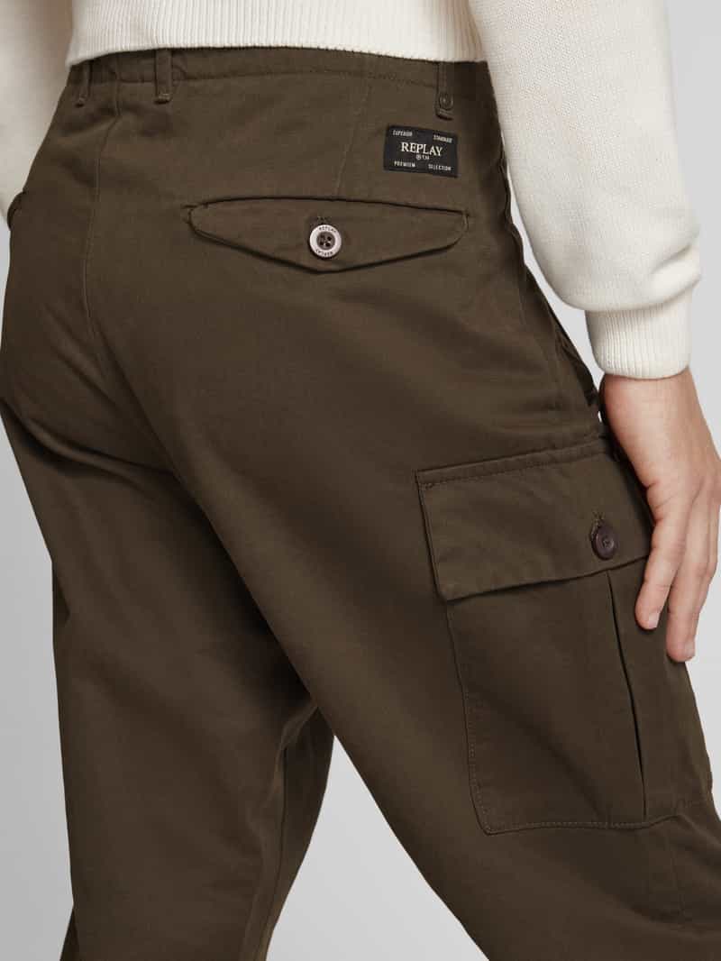 Replay Regular fit cargobroek met knoopsluiting