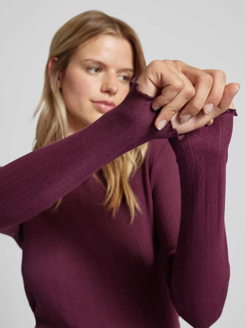Only Shirt met lange mouwen en ajourpatroon model 'CARLOTTA'