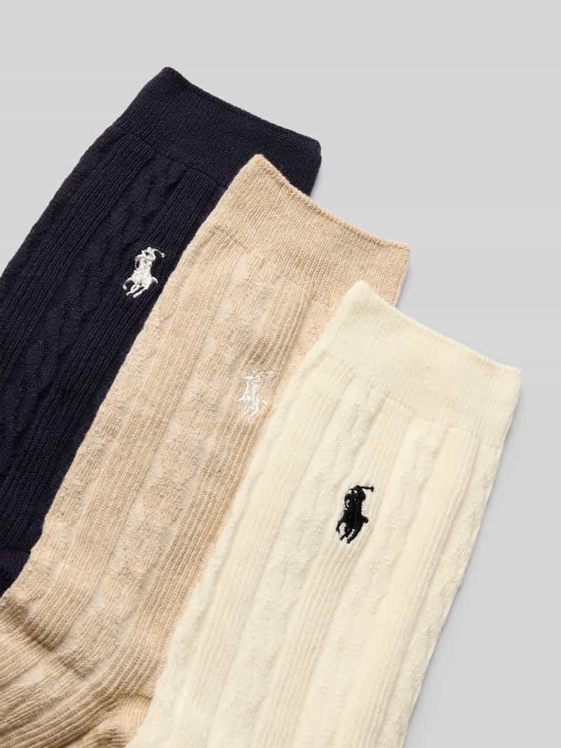 Polo Ralph Lauren Sokken met kabelpatroon in een set van 3 paar
