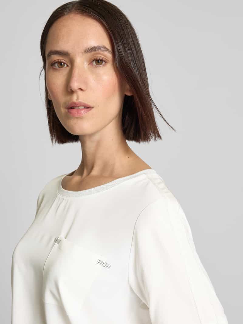 monari T-shirt met borstzak en siersteentjes
