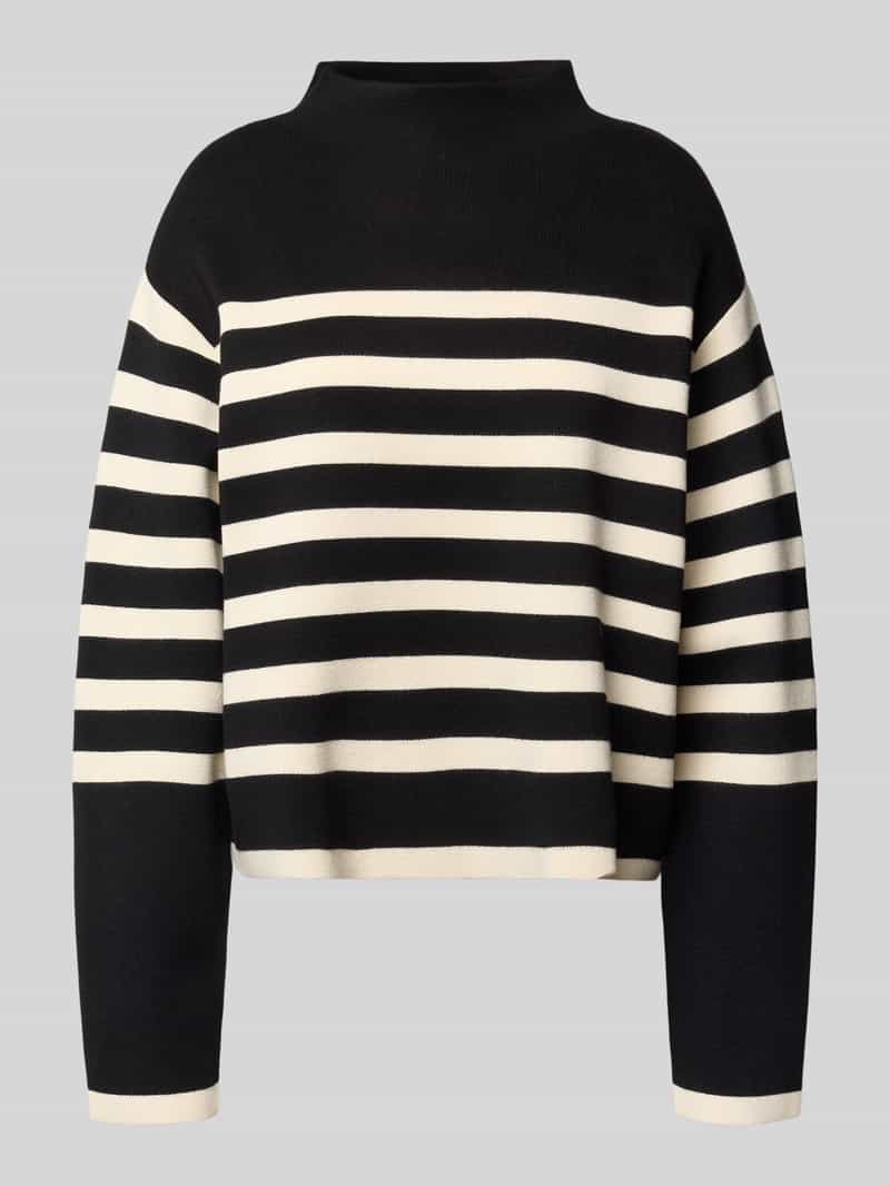 Jake*s Collection Gebreide pullover met geribde opstaande kraag
