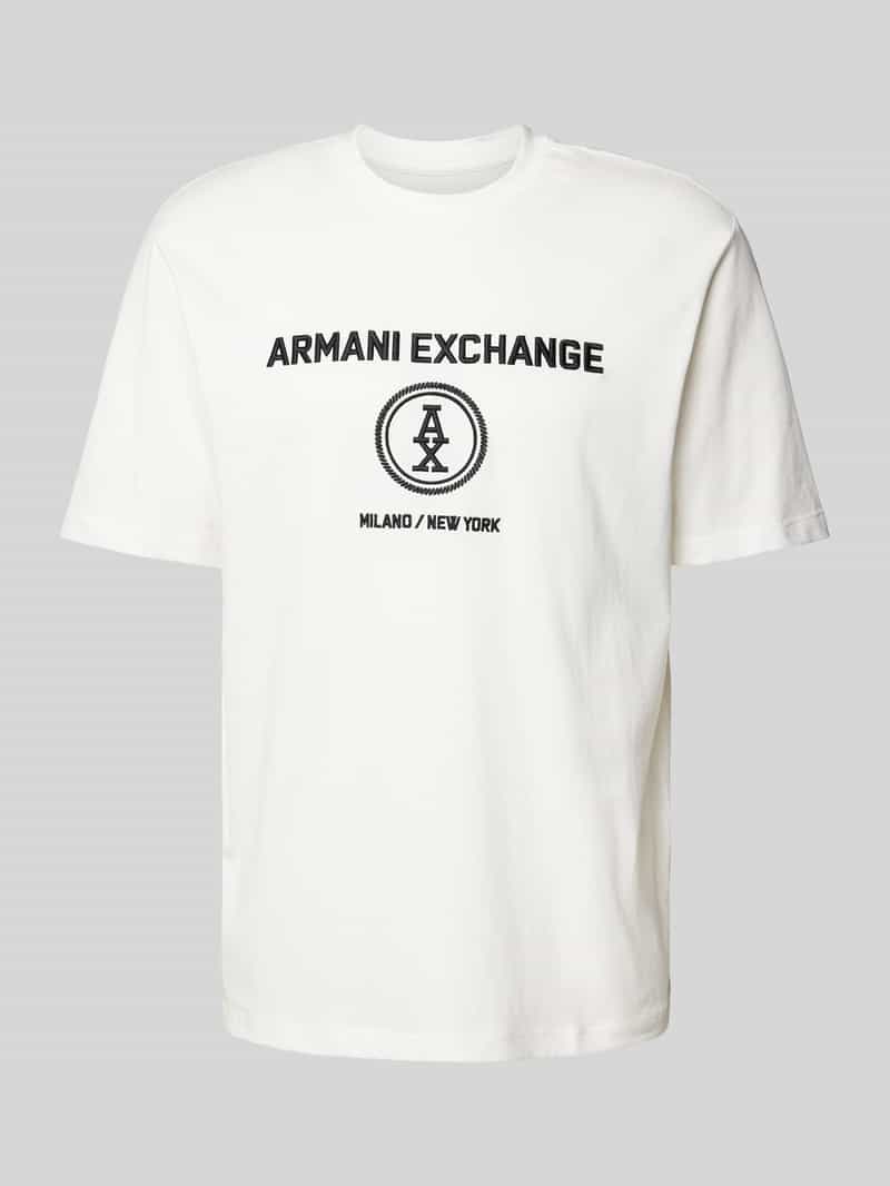 Armani Exchange T-shirt met geribde ronde hals