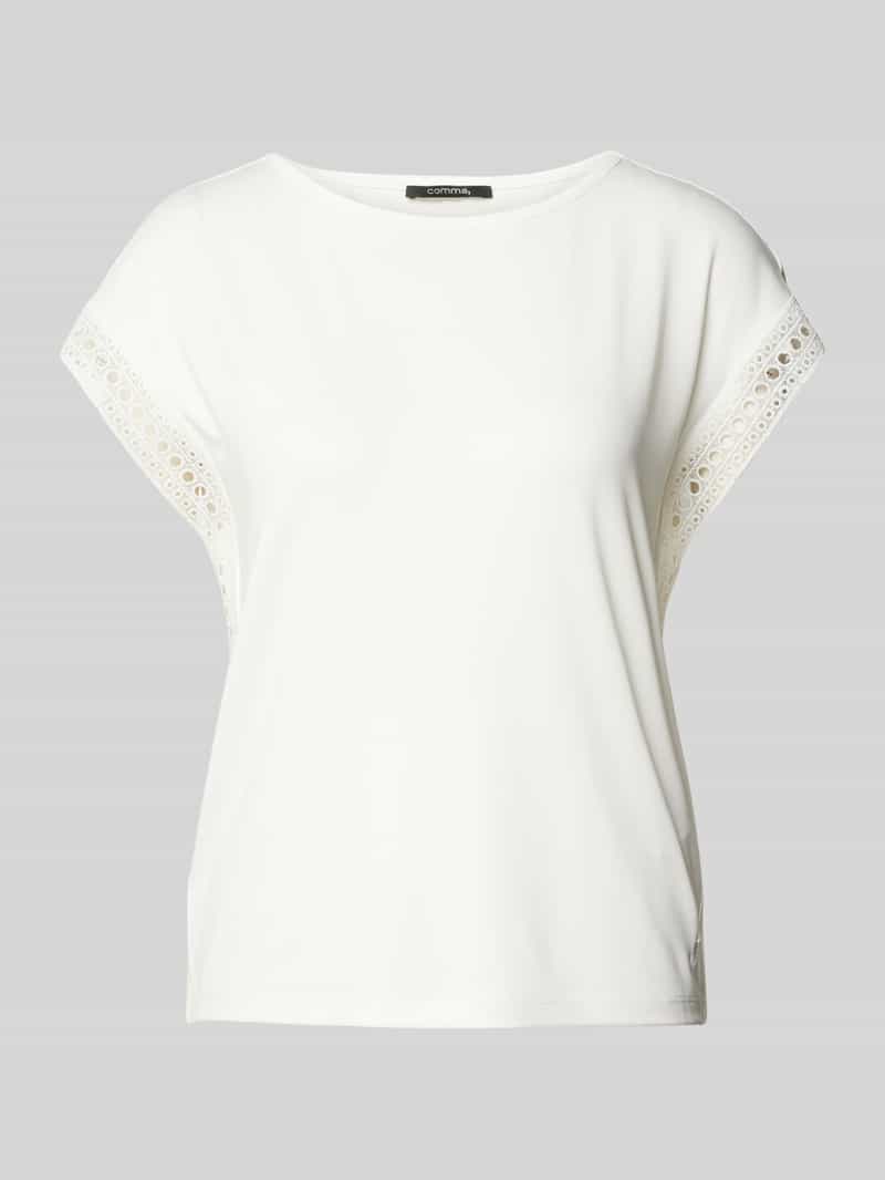 comma T-shirt met broderie anglaise