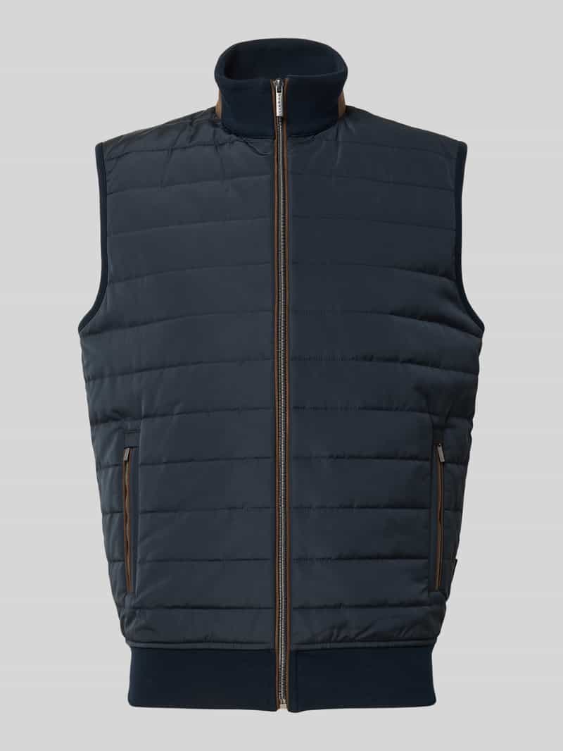 Bugatti Regular fit gilet van katoenmix in doorgestikte look