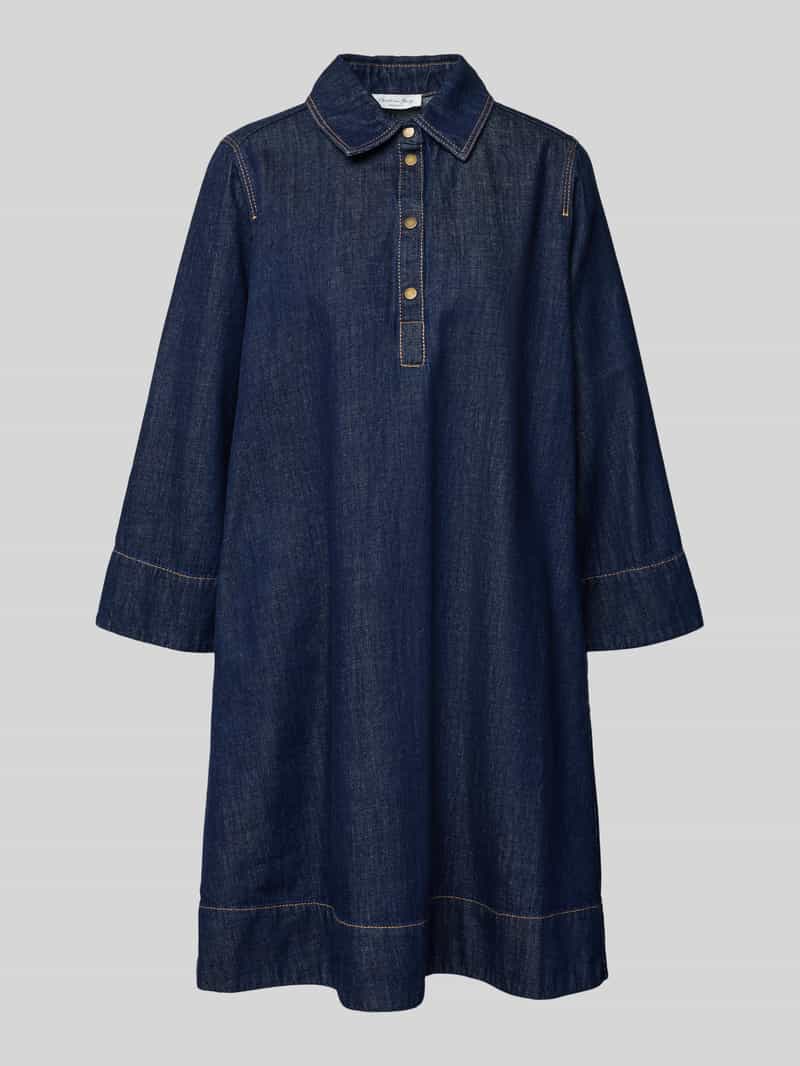 Christian Berg Woman Knelange denimjurk met overhemdkraag
