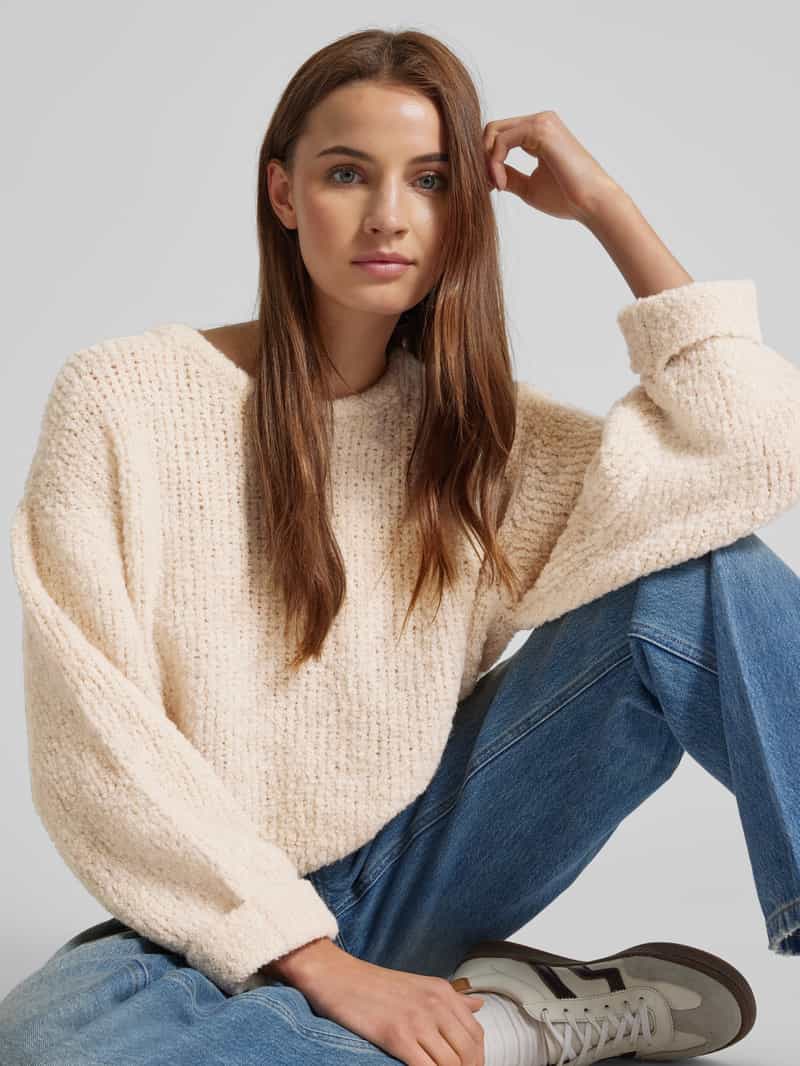 American vintage Gebreide pullover van linnenmix met ronde hals