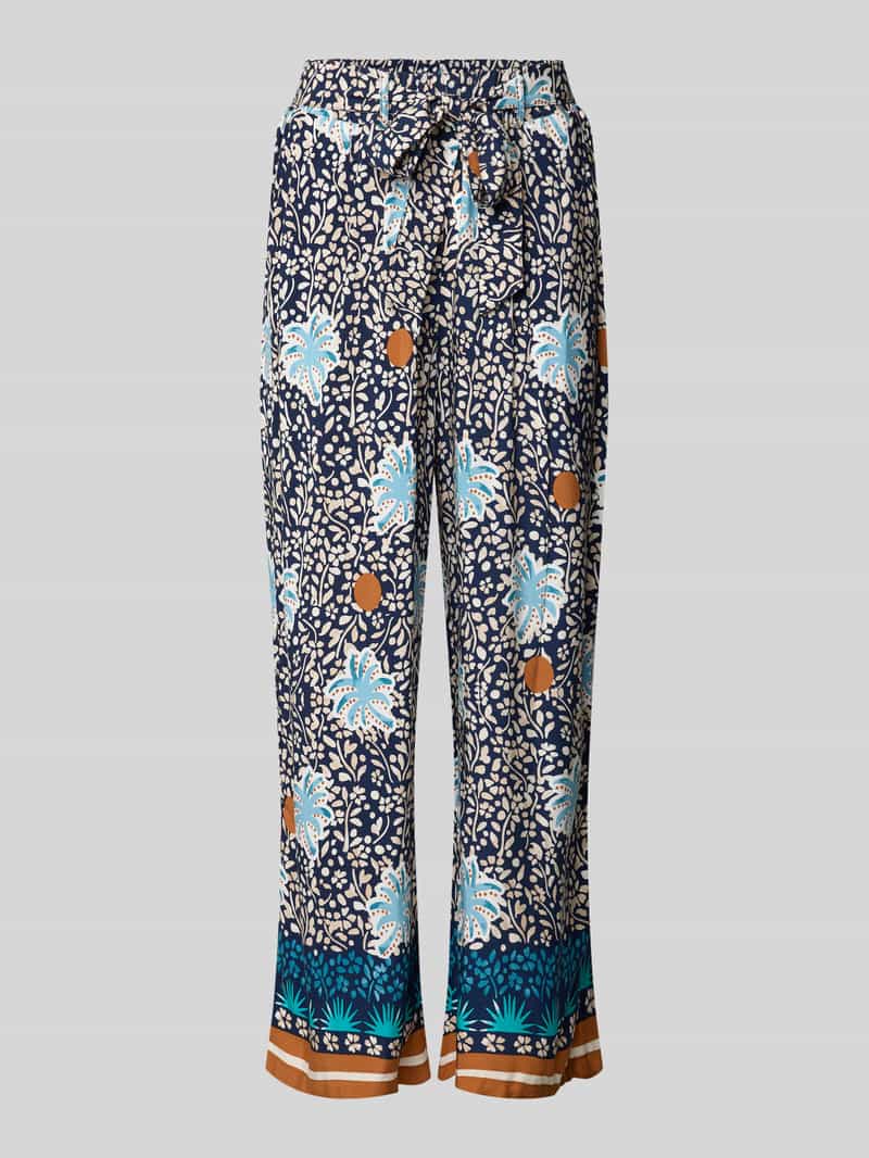 MORE & MORE Stoffen broek van viscose met strikceintuur