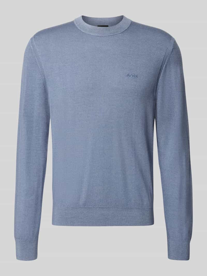 BOSS Orange Regular Fit Pullover aus reiner Schurwolle Modell 'Kestefo' in Blau, Größe M 2114153M