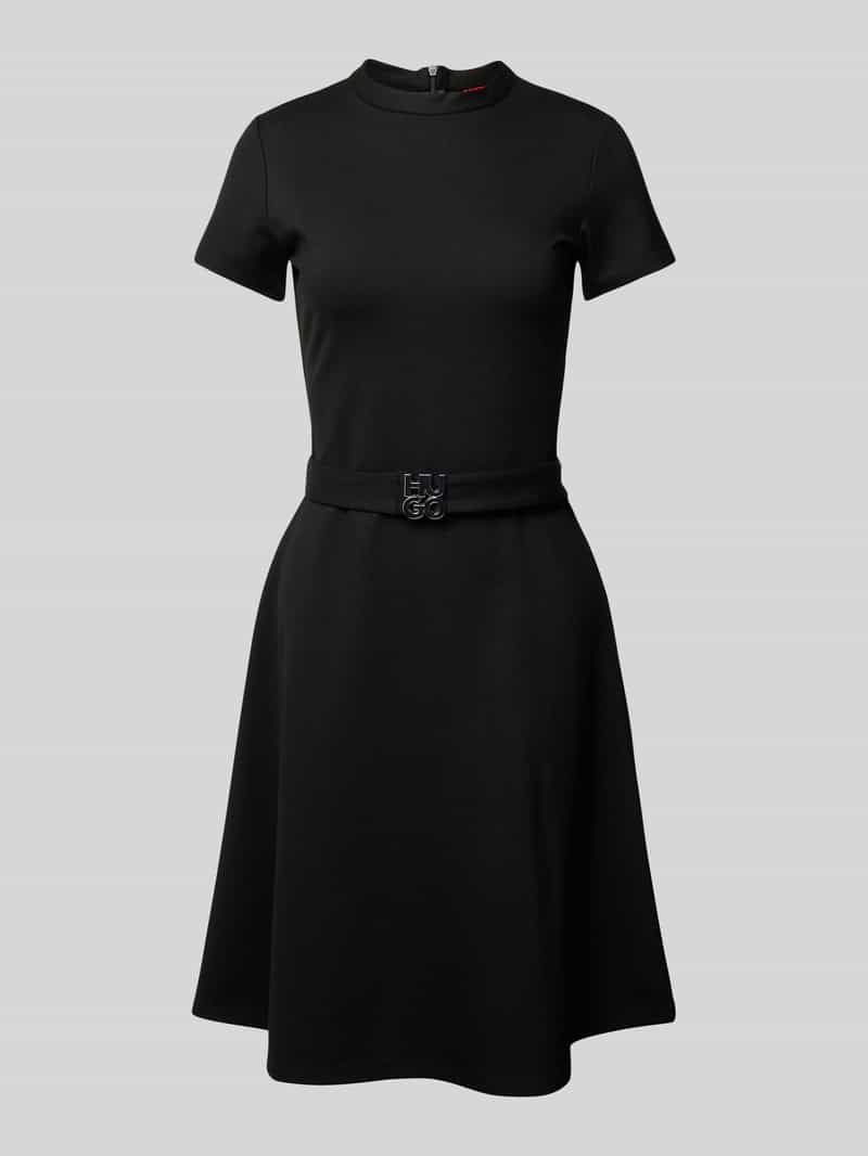 HUGO Mini-jurk van viscosemix met riem, model 'Nerion'