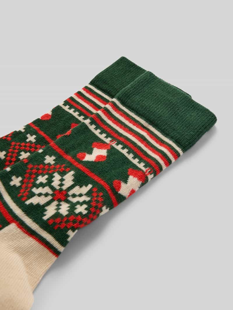 Happy Socks Regular fit sokken met logostitching model 'Christmas Sweater'