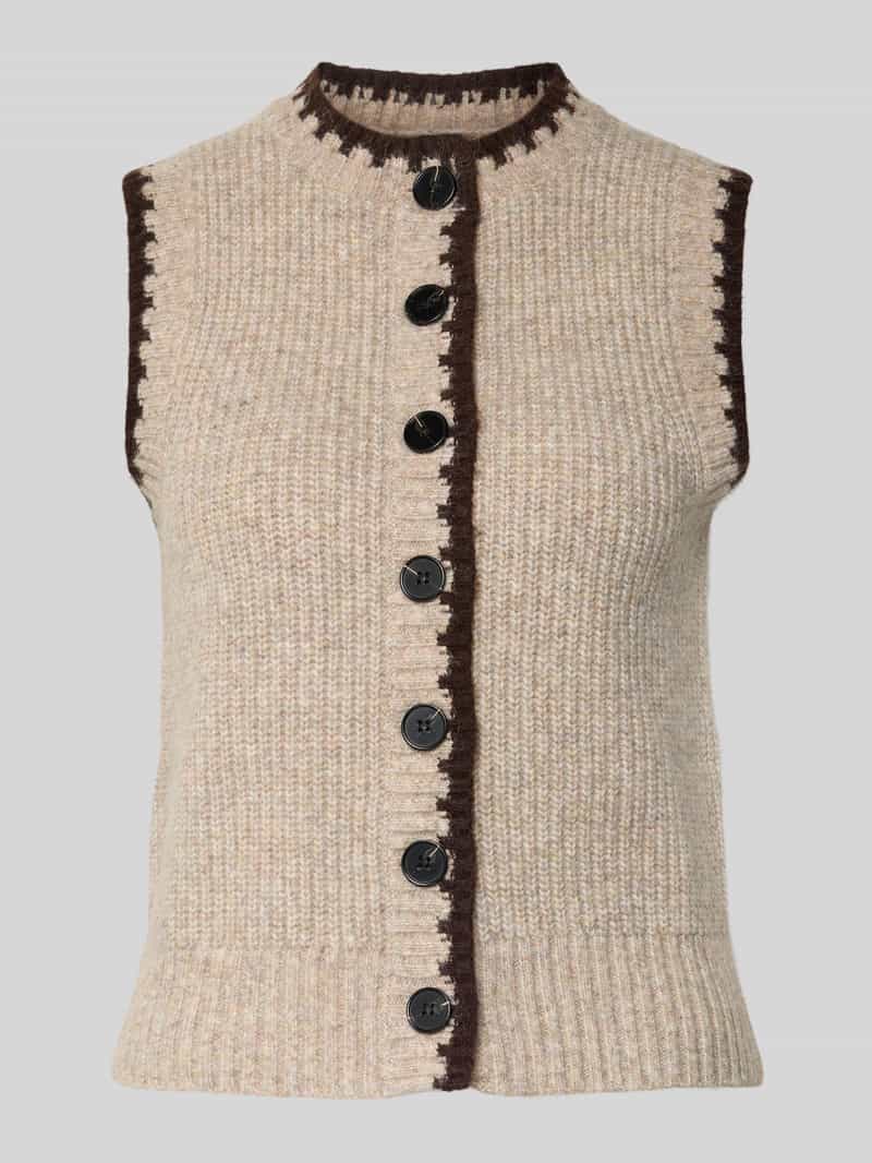 Stefanel Gebreid gilet met ronde hals en contrastrand