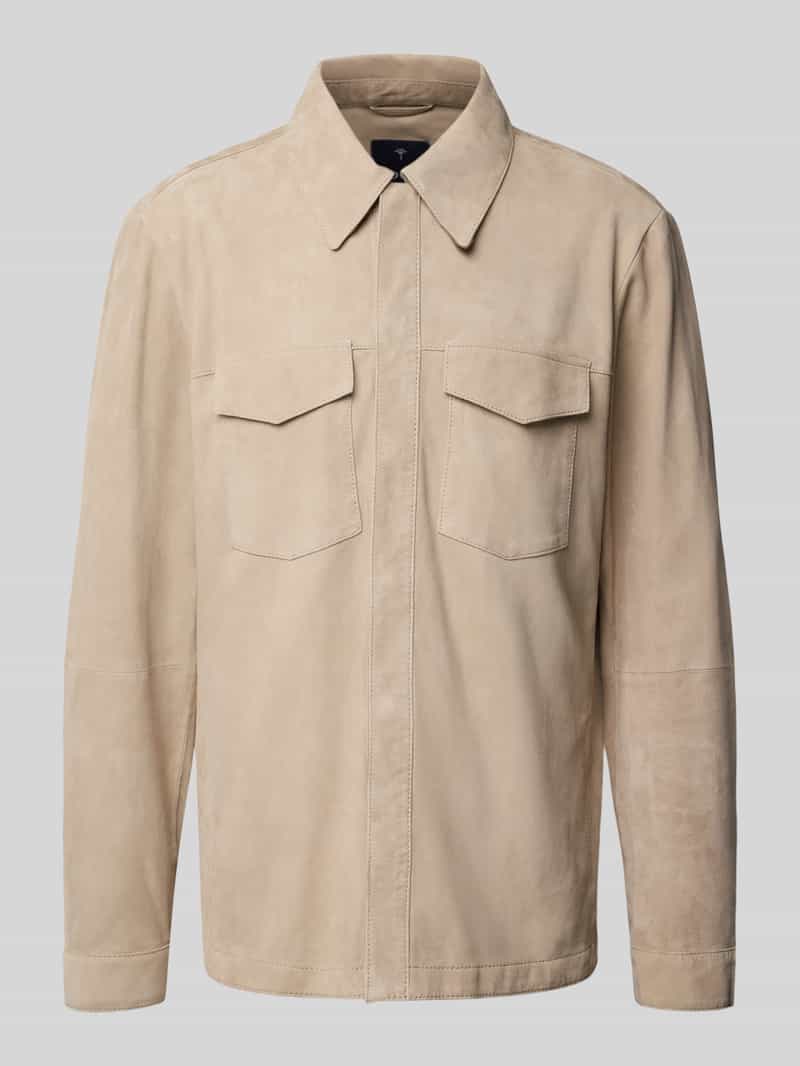JOOP! Collection Overhemdjack van chevreau-suède met borstzakken model 'Tom'
