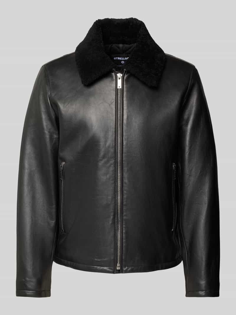 Strellson Regular fit leren jack met kraag van lamswol model 'MONTY'