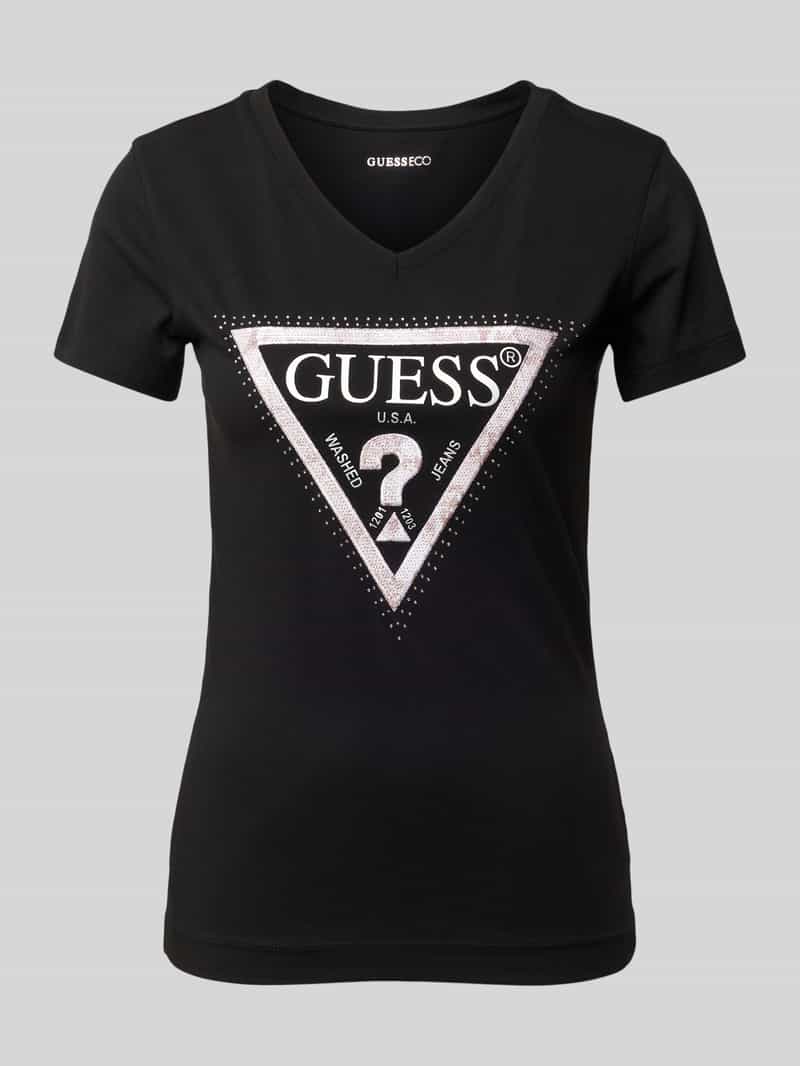 Guess T-shirt met labelprint model 'PYTHON'