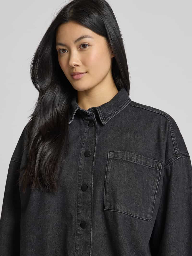 My Essential Wardrobe Relaxed fit jeansblouse met borstzak model 'Malo'