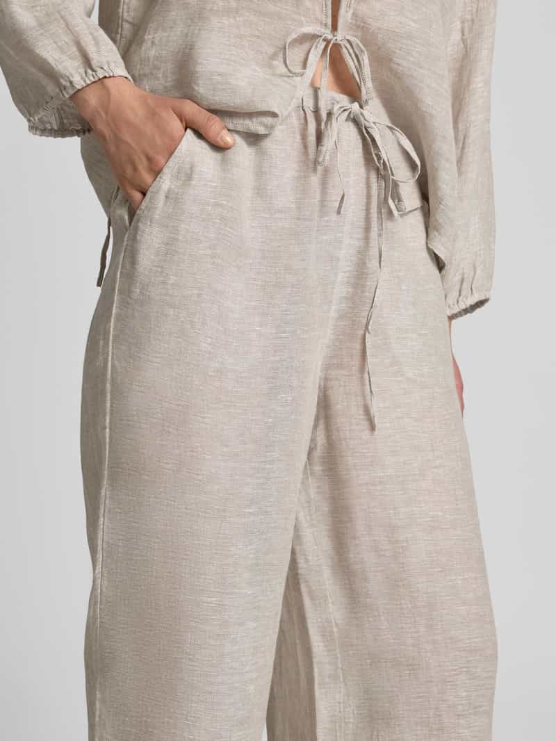 Christian Berg Woman Wide leg linnen broek met steekzakken
