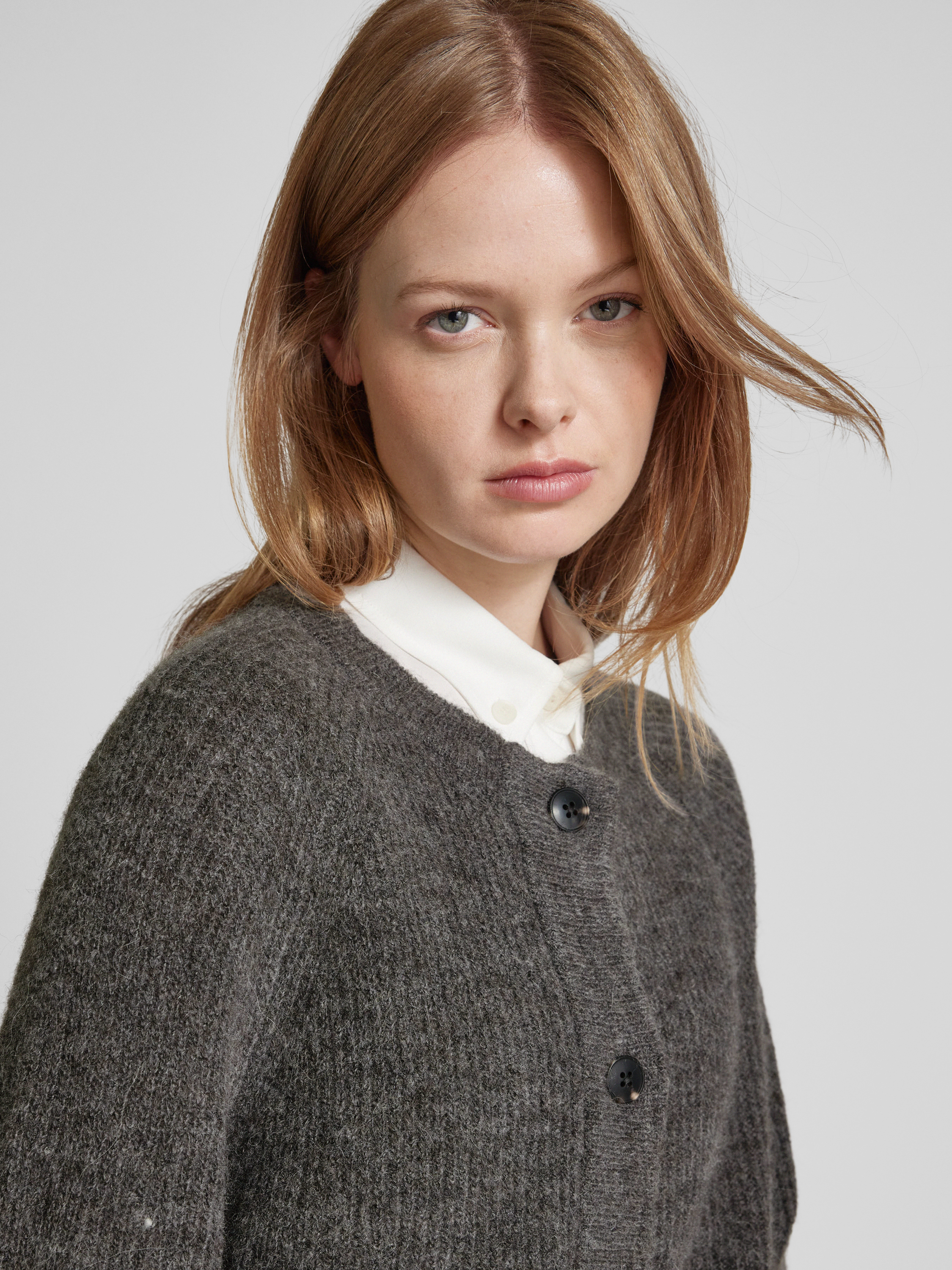 Selected Femme Gebreid jack met doorknoopsluiting model 'LULU'