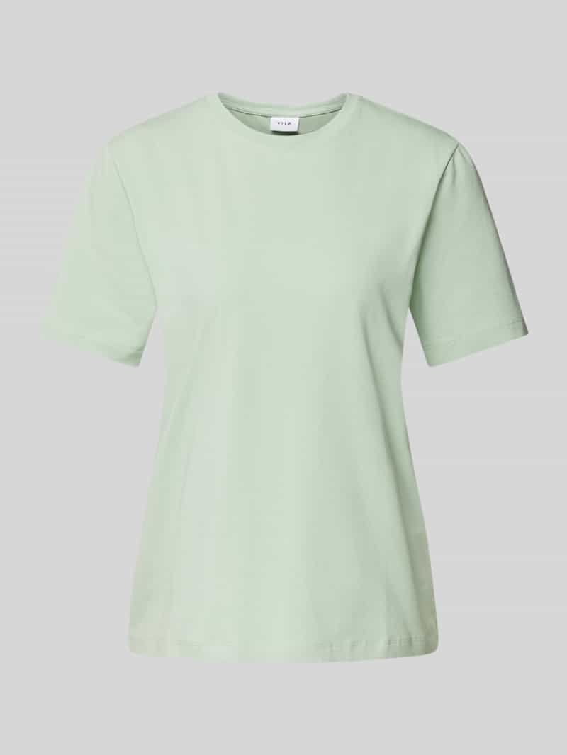 Vila T-shirt met geribde ronde hals model 'NORA'