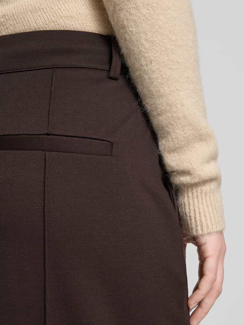 Ichi Wide leg stoffen broek met vaste persplooien model 'KATE'