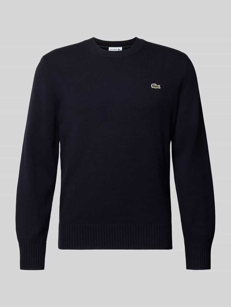 Lacoste klassiek fit pullover van zuivere wol donkerblauw, foto 7
