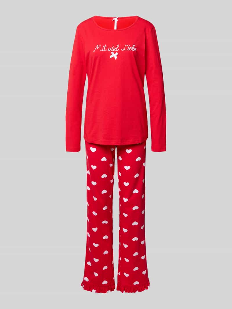 LOUIS & LOUISA Relaxed fit pyjama met sierstrik model 'Mit viel Liebe'