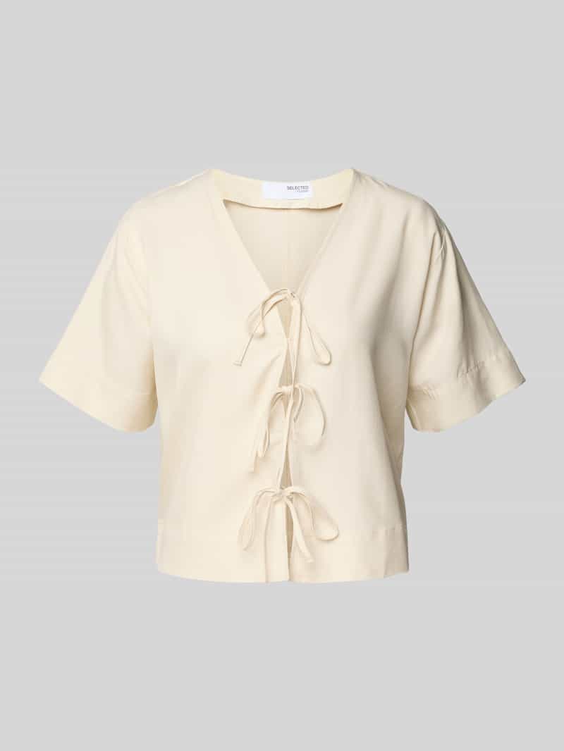 Selected Femme Blouseshirt met vetersluiting model 'NATUK'