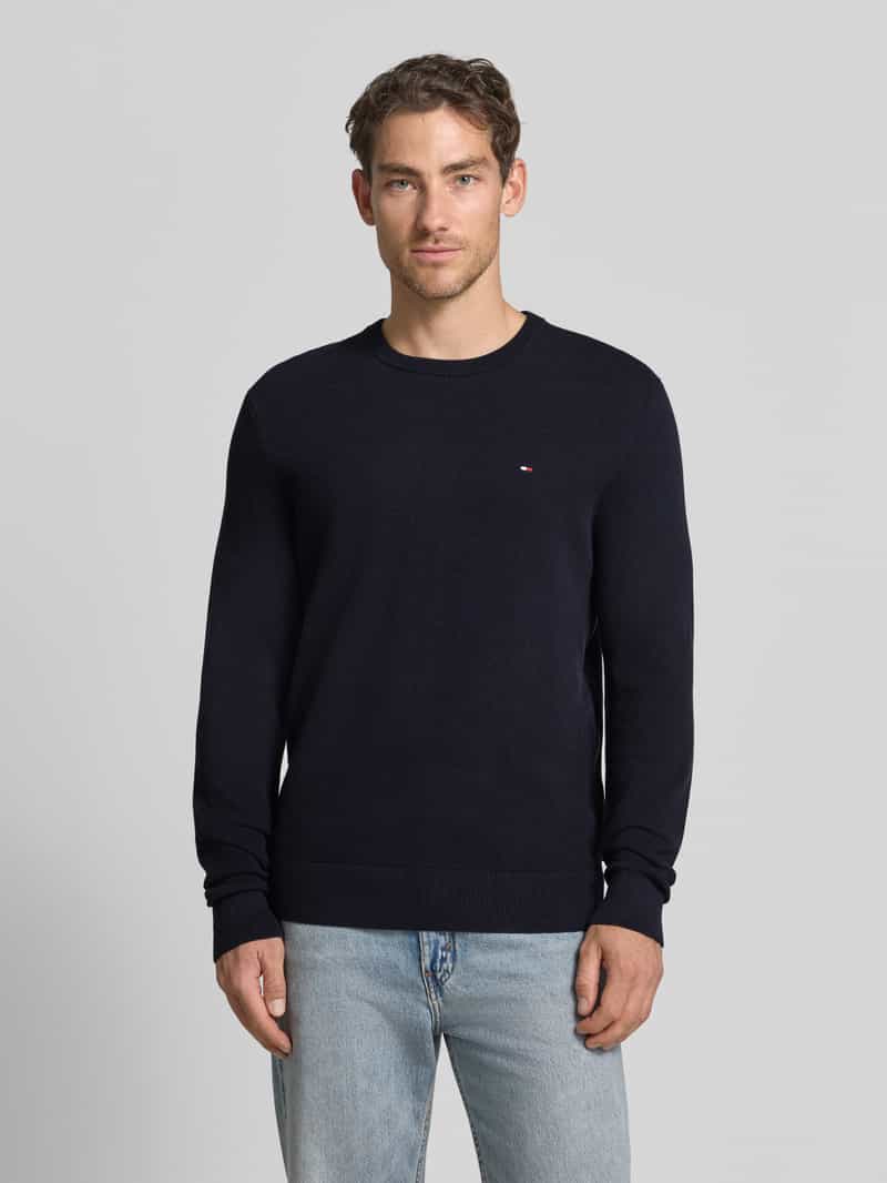 Tommy Hilfiger Regular fit pullover van puur katoen marineblauw, foto 3