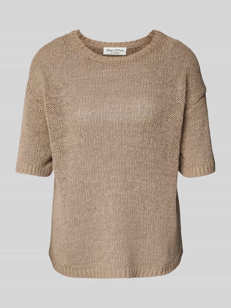 Marc O'Polo Loose fit gebreide pullover van een katoenmix met korte mouwen