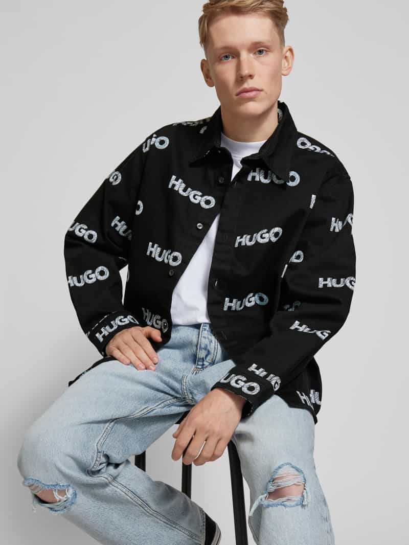 Hugo Blue Vrijetijdsoverhemd met knoopsluiting model 'Ebolt'