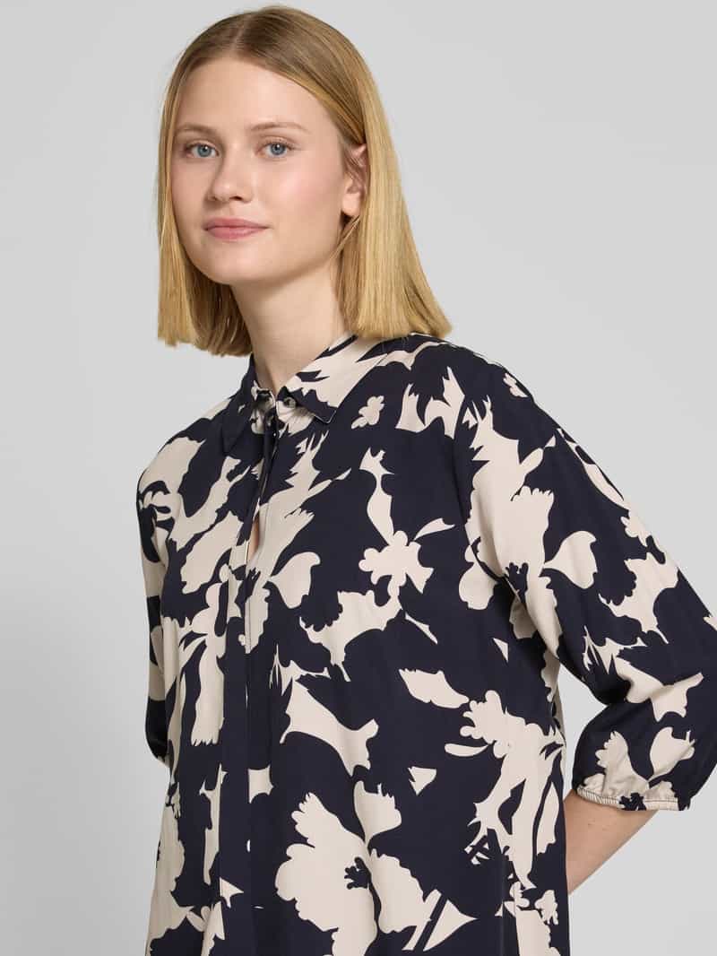 comma Blouse van viscose met 3 4-mouwen en blinde knoopsluiting