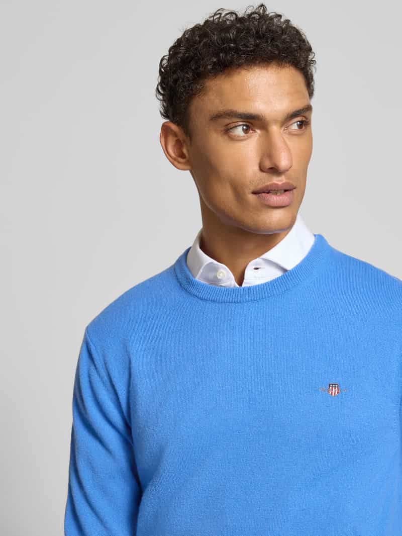 Gant Gebreide pullover van zuivere lamswol met ribboorden
