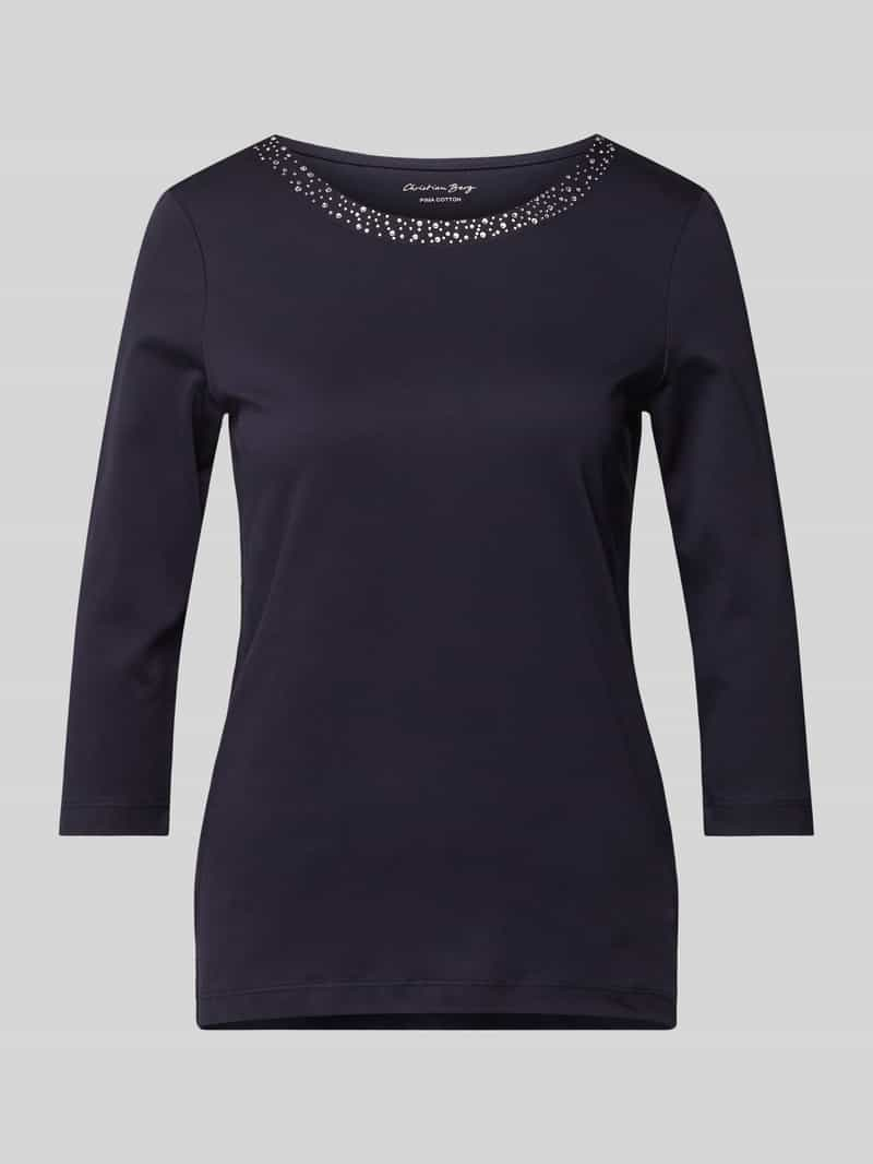 Christian Berg Woman Regular fit shirt met 3/4-mouwen en strass-steentjes