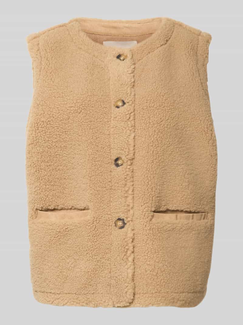 FREE/QUENT Weste aus Teddyfell Modell 'Eddy' in Taupe, Größe XS 2101181XS