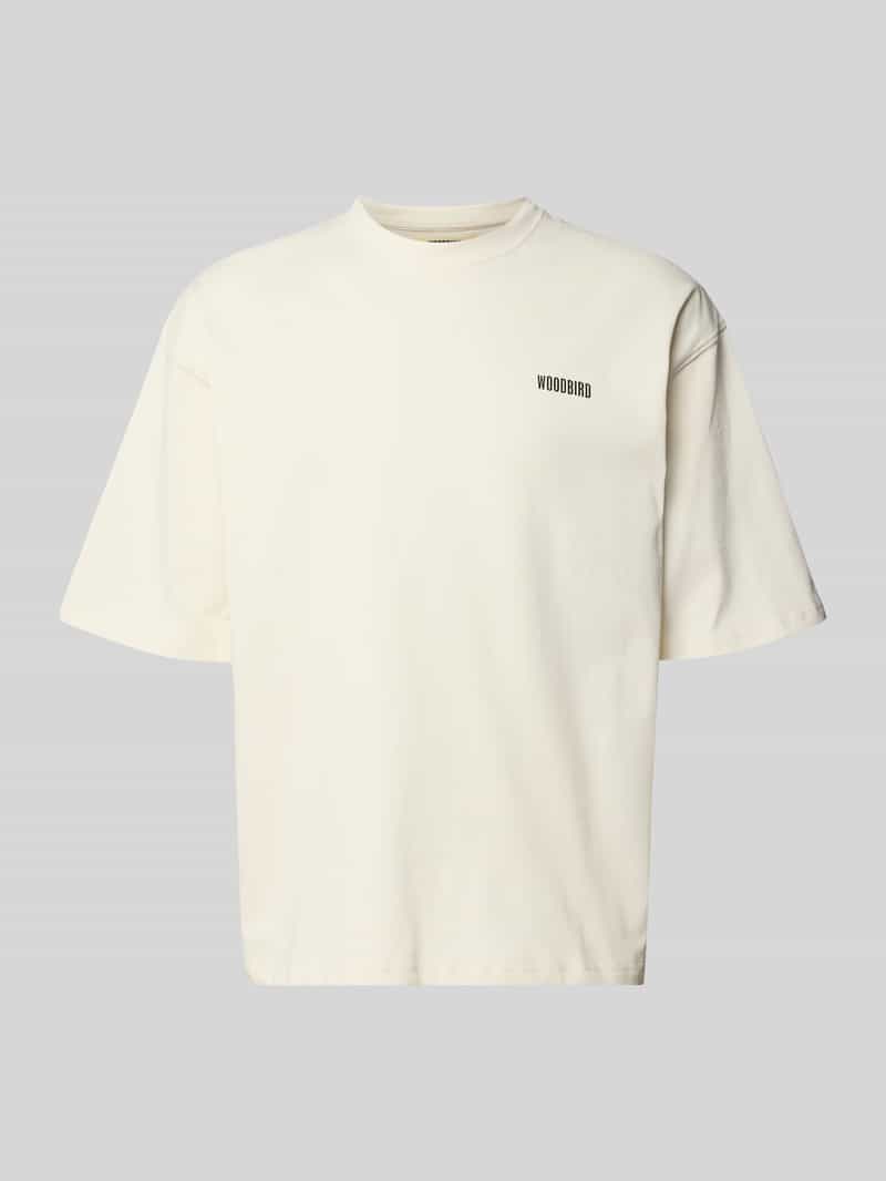 WOODBIRD T-shirt met labelprint model 'Beam'