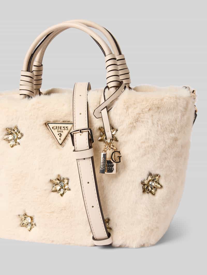 Guess Handtas van imitatiebont met siersteentjes model 'SHAIDA'