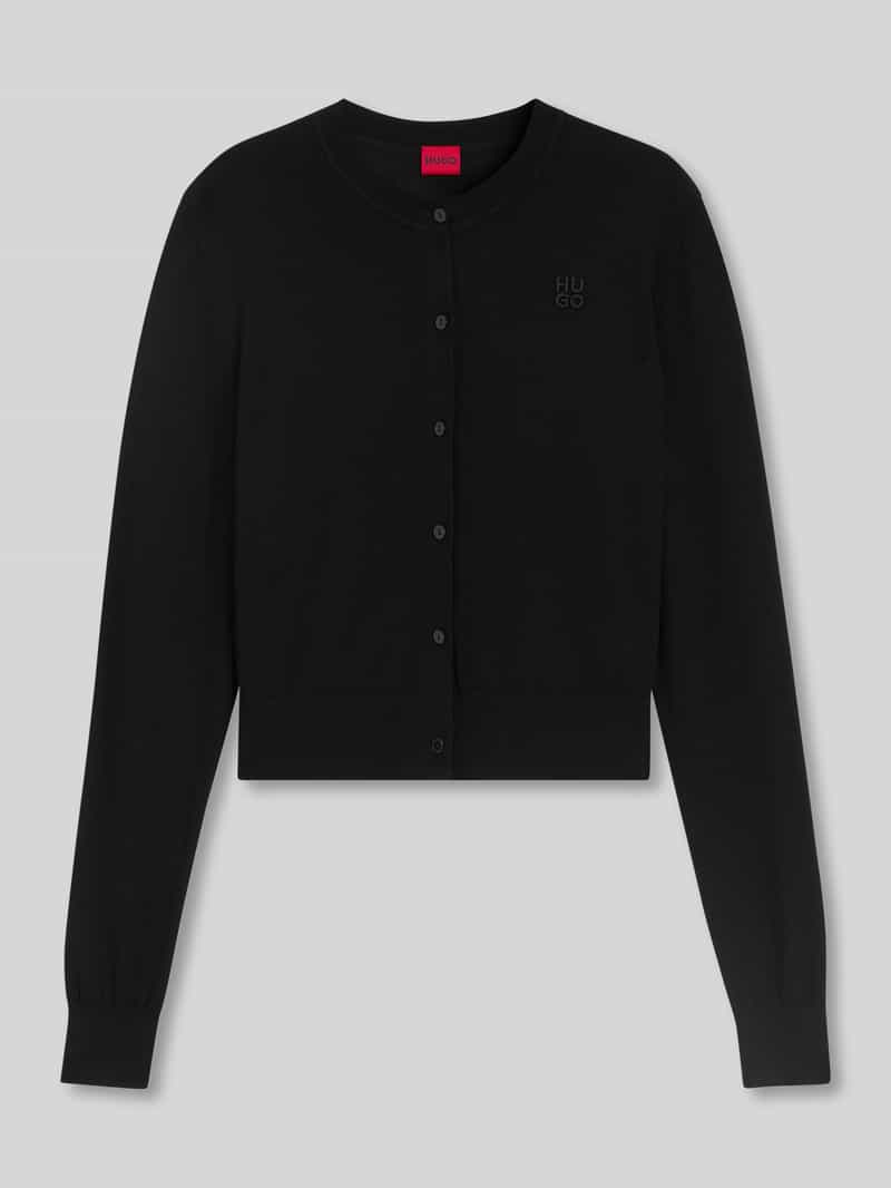 HUGO Regular fit gebreid jack van zuivere scheerwol model 'SFABRI'