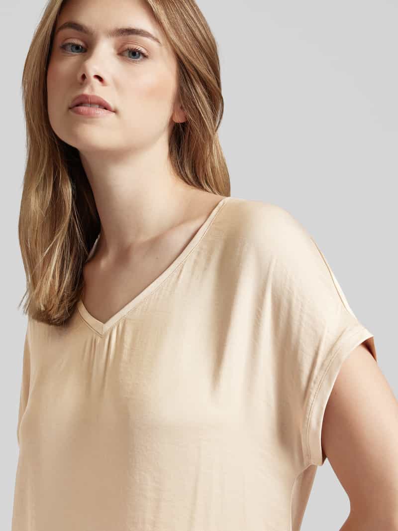 QS T-shirt met afgeronde V-hals