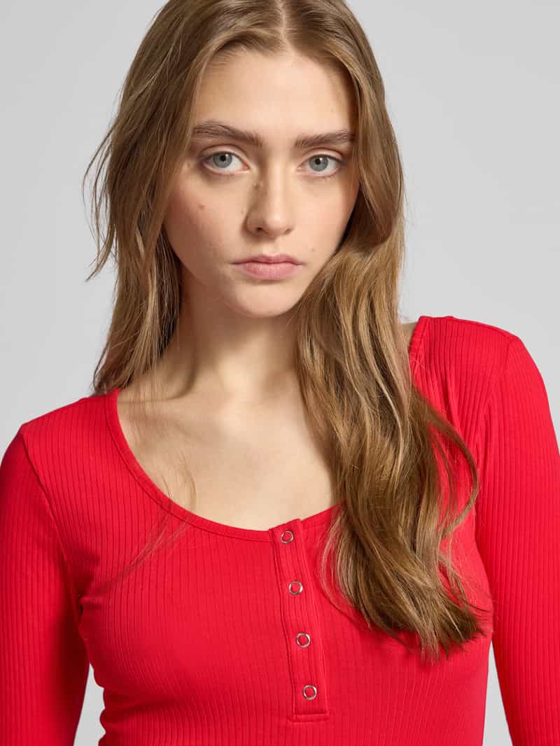 Pieces Slim fit shirt met lange mouwen en katoen model 'KITTEN'