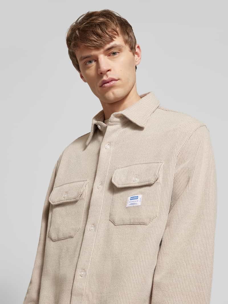 Hugo Blue Regular fit vrijetijdsoverhemd met structuurmotief model 'Ekynone'
